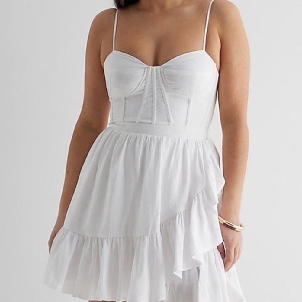 Express Sweetheart Neckline Corset RufflePoplin Mini Dress Size 12